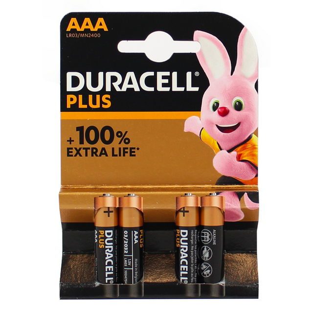 duracell duracell plus 10 blister ministilo batterie aaa +100% extra life alcaline blister da 4 pezzi - foto 1 duracell duracell plus 10 blister ministilo batterie aaa +100% extra life alcaline blister da 4 pezzi - foto 1