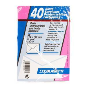 547 buste internografate con lembo gommato senza finestra dimensioni 11,4x16,2 cm 70 gr/mq in confezione da 40 pz