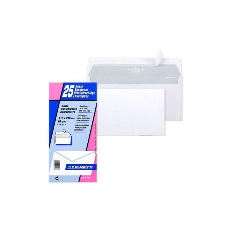 blasetti blasetti 548 buste senza finestra con chiusura autoadesiva zip dimensioni 11x23 cm 90 gr/mq in confezione da 25 pz - foto 2