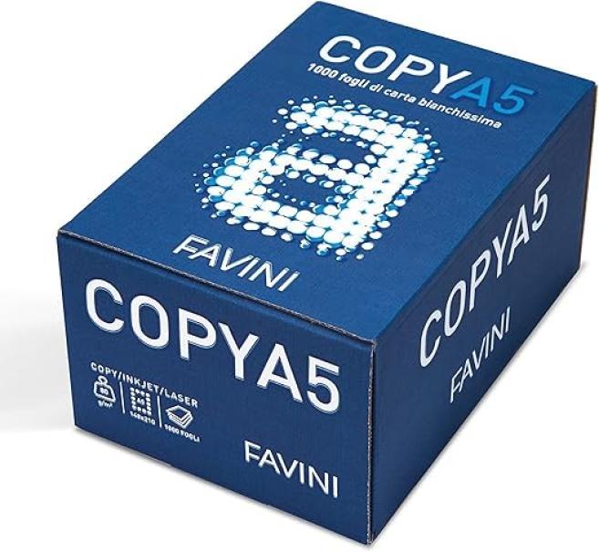 favini favini carta bianca per fotocopie a5 da 80 gr./mq - 1000 fogli - foto 1