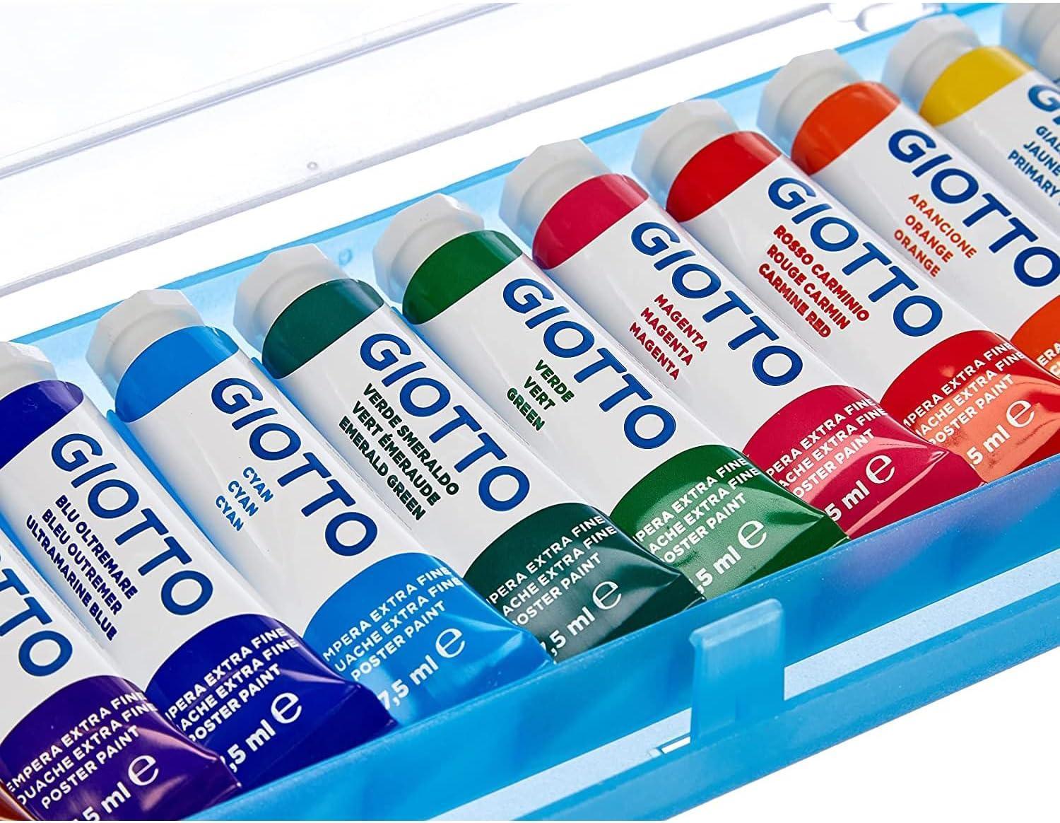giotto giotto colori a tempera extra fine t3 in tubetti da 7,5 ml confezione da 12 pz. in colori assortiti - foto 3