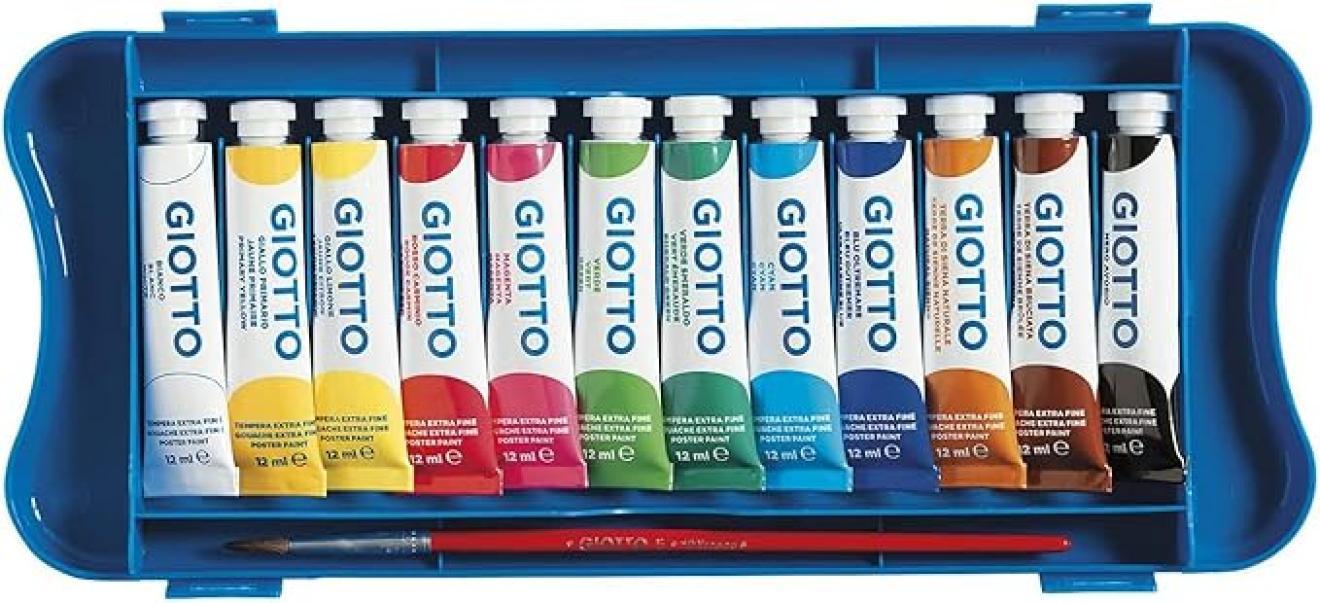 giotto giotto 5 confezioni colori a tempera extra fine t4 in tubetti da 12 ml 12 pz. in colori assortiti - foto 2 giotto giotto 5 confezioni colori a tempera extra fine t4 in tubetti da 12 ml 12 pz. in colori assortiti - foto 2