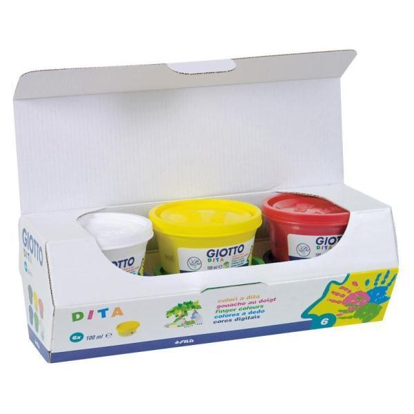 giotto giotto tempere a dita confezione da 6 colori assortiti in vasetti da 100 ml - foto 2
