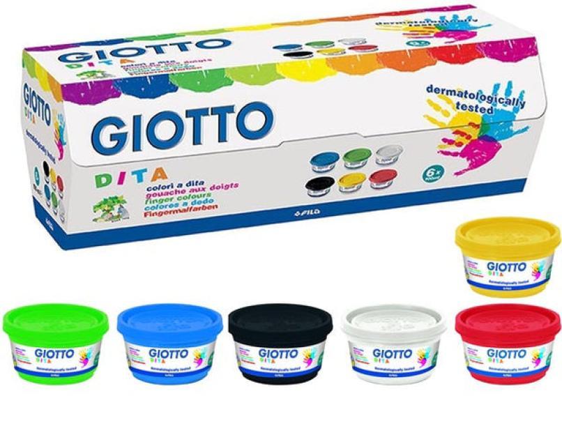 giotto giotto tempere a dita confezione da 6 colori assortiti in vasetti da 100 ml - foto 3