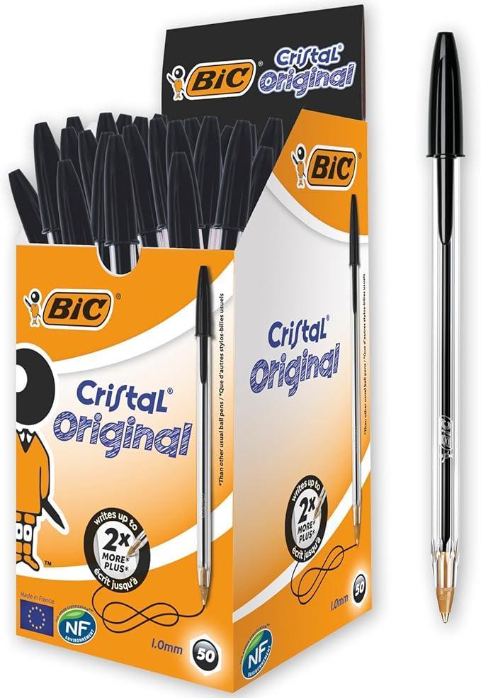 bic bic cristal original penne a sfera con punta media da1 mm colore nero confezione da 50 pz - foto 1