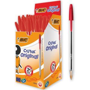 Cristal original penne a sfera con punta media da1 mm colore rosso confezione da 50 pz