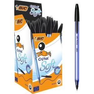 Cristal soft penna a sfera con punta da 1,2 mm colore nero confezione da 50 pz