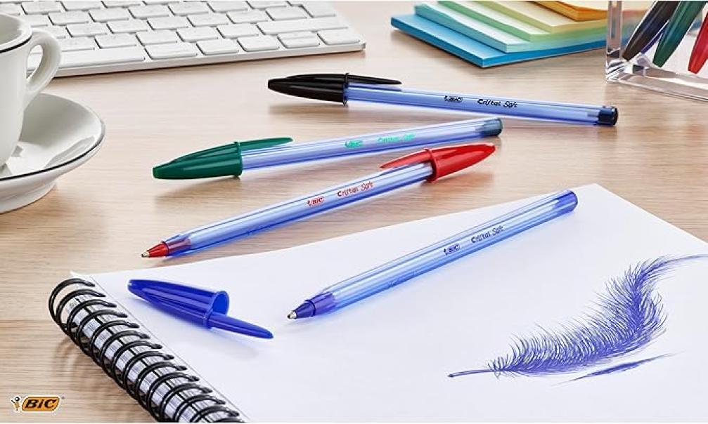 bic bic cristal soft penna a sfera con punta da 1,2 mm colore nero confezione da 50 pz - foto 3