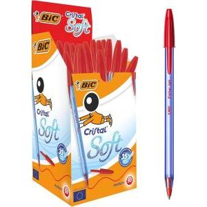 Cristal soft penna a sfera con punta da 1,2 mm colore rosso confezione da 50 pz