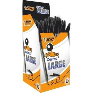Cristal large penna a sfera punta da 1,6 mm colore nero confezione da 50 pezzi