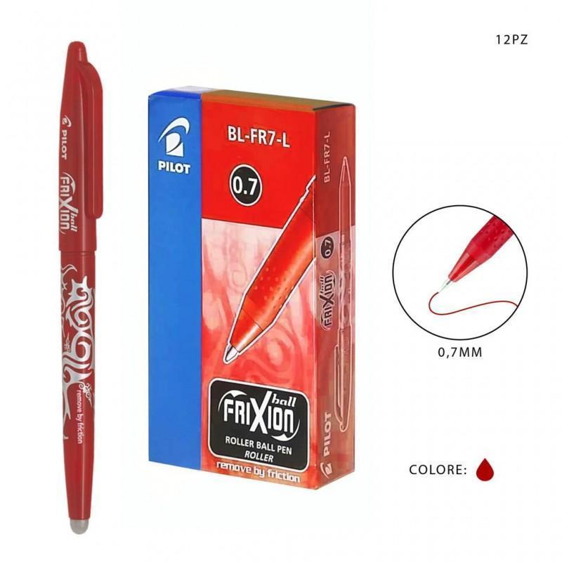 pilot pilot frixion ball 12 penne a sfera cancellabili ricaricabili rosso con punta da 0,7 mm - foto 1