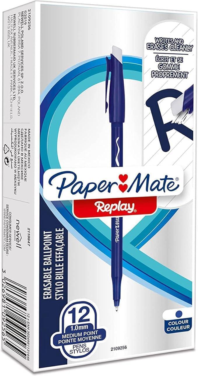 paper mate paper mate replay 12 pz penna a sfera cancellabile colore blu - foto 1 paper mate paper mate replay 12 pz penna a sfera cancellabile colore blu - foto 1