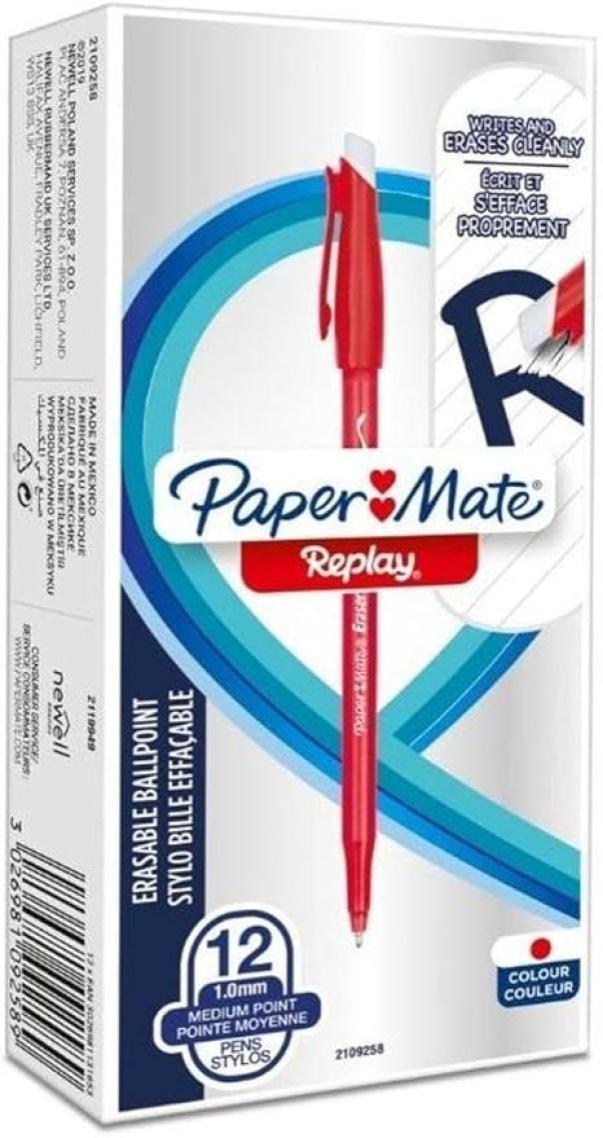 paper mate paper mate replay 12 pz penna a sfera cancellabile colore rosso - foto 1 paper mate paper mate replay 12 pz penna a sfera cancellabile colore rosso - foto 1