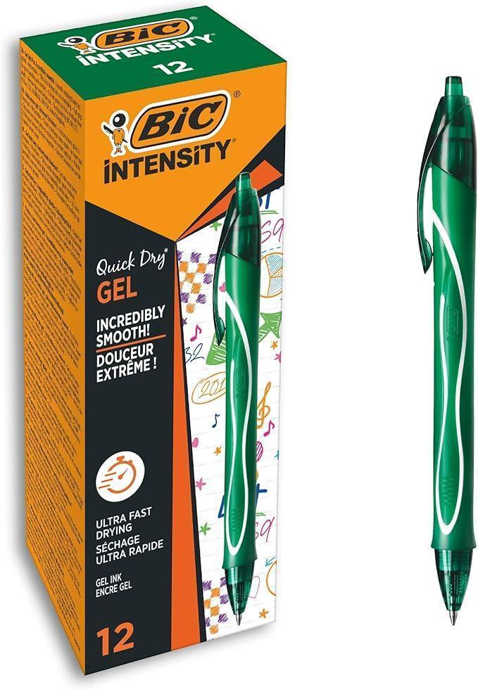bic bic 12pz gel ocity quick dry penna a scatto verde con punta 0,7 mm - foto 1