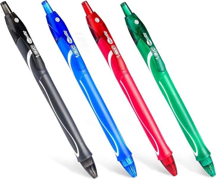 bic bic 12pz gel ocity quick dry penna a scatto verde con punta 0,7 mm - foto 3