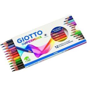 Supermina pastelli colorati in astuccio da 12 pz. colori assortiti, diametro mina di 3,8 mm