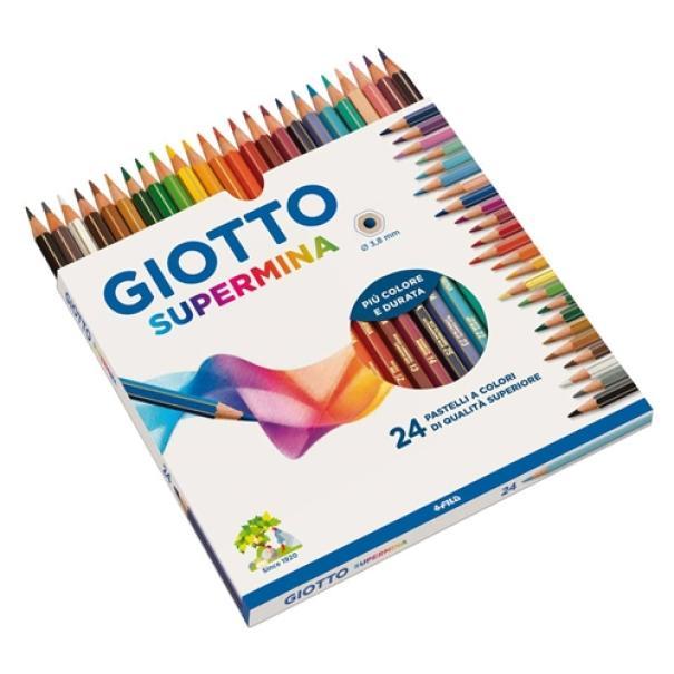 giotto giotto supermina pastelli colorati in astuccio da 24 pz. colori assortiti, diametro mina di 3,8 mm - foto 2