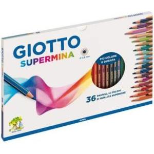 Supermina pastelli colorati in astuccio da 36 pz. colori assortiti, diametro mina di 3,8 mm