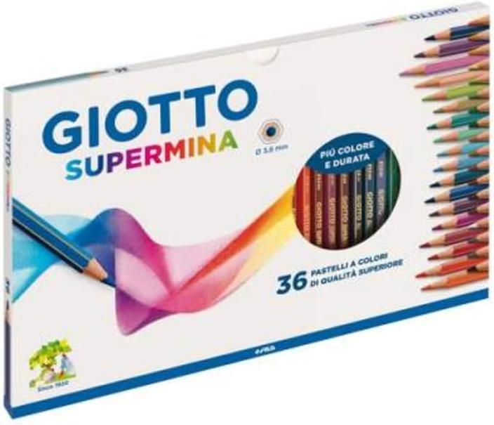 giotto giotto supermina pastelli colorati in astuccio da 36 pz. colori assortiti, diametro mina di 3,8 mm - foto 1