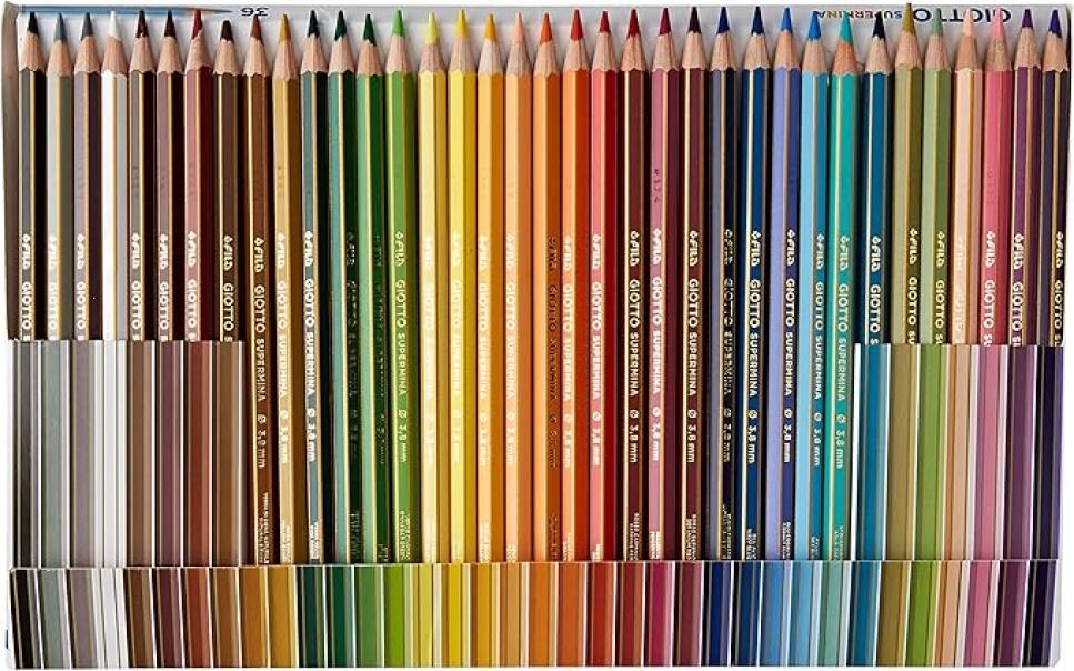giotto giotto supermina pastelli colorati in astuccio da 36 pz. colori assortiti, diametro mina di 3,8 mm - foto 3