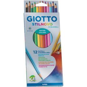 Stilnovo acquarell pastelli acquerellabili in confezione da 12 pz. colori assortiti, diametro mina 3,3 mm