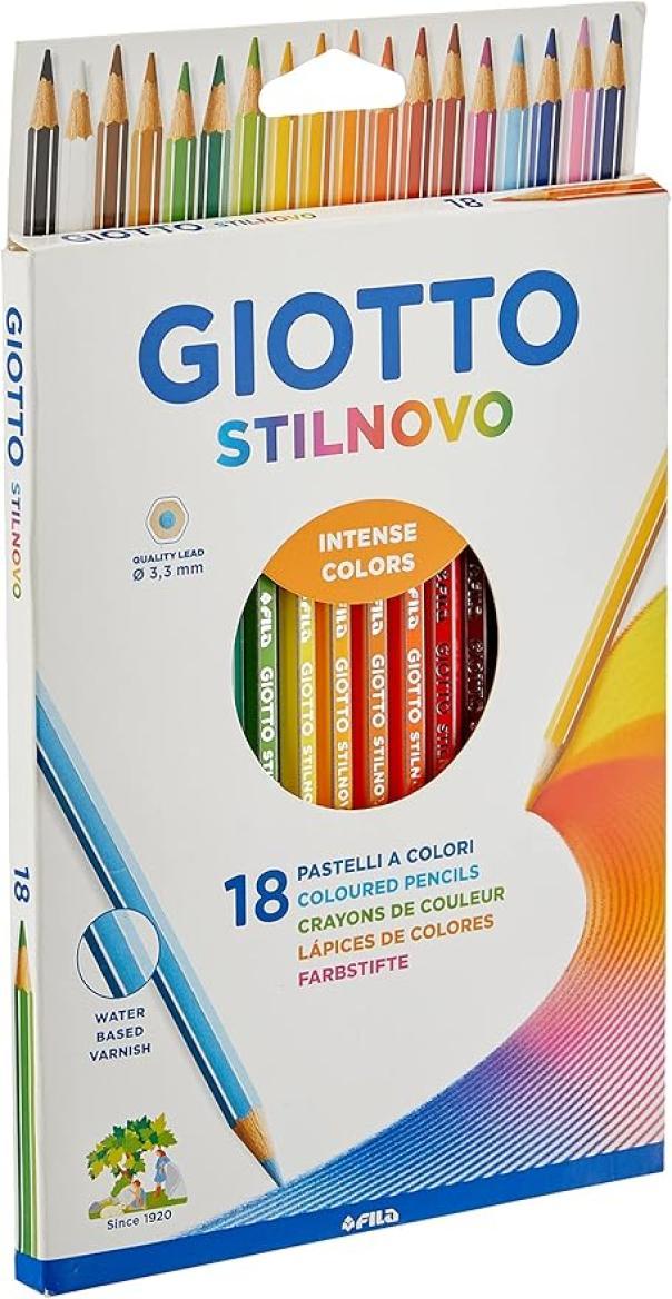 giotto giotto stilnovo pastelli colorati a sezione esagonale e mina da 3,3 mm colori assortiti da 18 pz. - foto 1