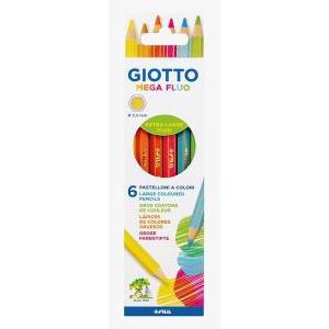 Pastelli mega esagonali mina da 5,5 mm astuccio da 6 colori fluo assortiti