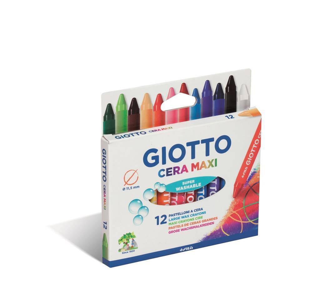 giotto giotto pastelli a cera maxi in astuccio da 12 colori assortiti - foto 1