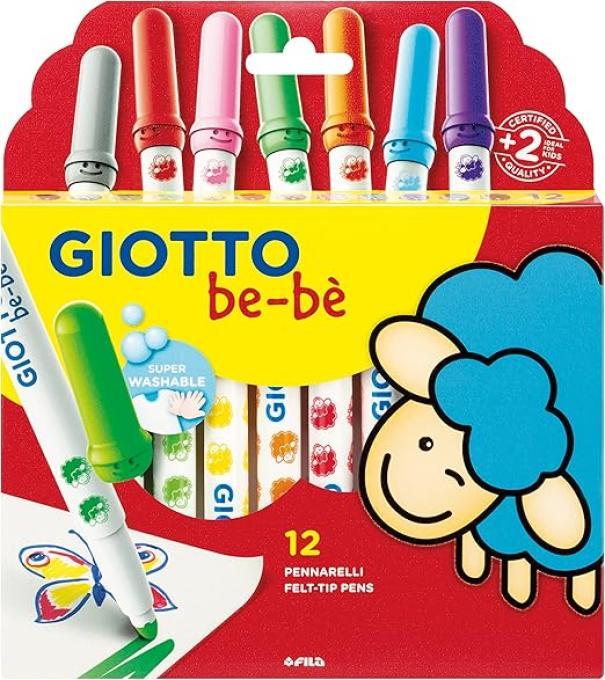giotto giotto bebè pennarelli lavabili con tratto da 5 mm in astuccio da 12 colori - foto 1