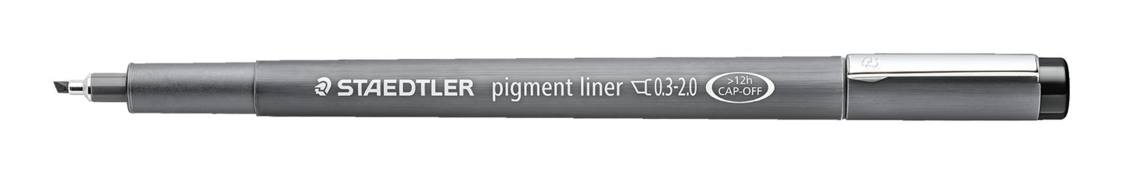 staedtler staedtler fineliner 10pz mars graphic pigment liner punta a scalpello tratto da 0,3 a 2,0 mm colore nero - foto 1