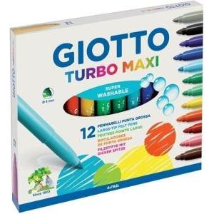 Pennarelli turbo maxi punta larga da 5 mm confezione da 12 pezzi colori assortiti