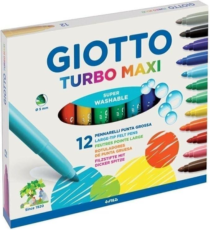 giotto giotto 5 conf. pennarelli turbo maxi punta larga da 5 mm confezione da 12 pezzi colori assortiti - foto 1 giotto giotto 5 conf. pennarelli turbo maxi punta larga da 5 mm confezione da 12 pezzi colori assortiti - foto 1