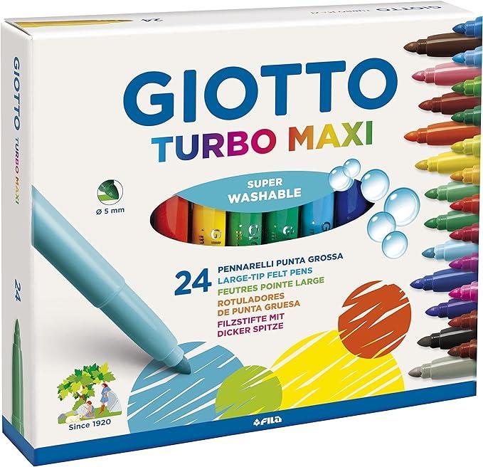 giotto giotto 5 conf. pennarelli turbo maxi punta larga da 5 mm confezione da 24 pezzi colori assortiti - foto 1 giotto giotto 5 conf. pennarelli turbo maxi punta larga da 5 mm confezione da 24 pezzi colori assortiti - foto 1