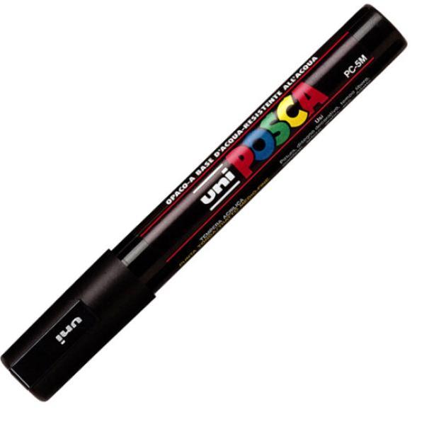 uni posca osama marcatore uni posca pc5 punta media tonda con tratto da 1,8 mm a 2,5 mm colore nero - foto 1