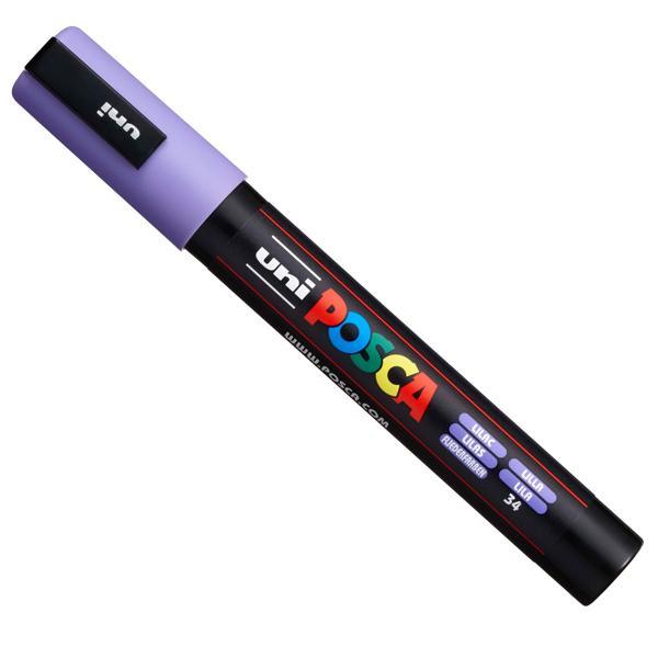 uni posca osama marcatore uni posca pc5 punta media tonda con tratto da 1,8 mm a 2,5 mm colore lilla - foto 1