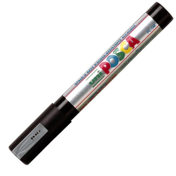 uni posca osama marcatore uni posca pc5 punta media tonda con tratto da 1,8 mm a 2,5 mm colore argento - foto 1