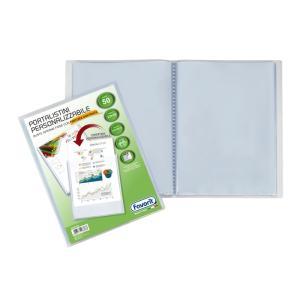 Portalistino con buste fisse e tasca frontale personalizzabile - fogli 50 trasparenti - 22x30 cm a4
