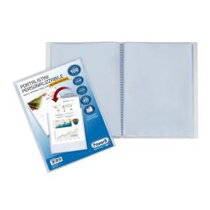 Portalistino con buste fisse e tasca frontale personalizzabile - 100 fogli trasparenti - 22x30 cm a4