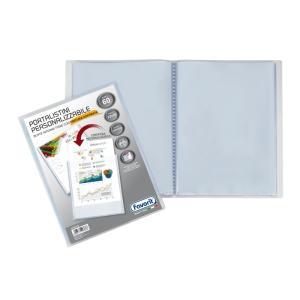 Portalistino con buste fisse e tasca frontale personalizzabile - fogli 60 trasparenti - 22x30 cm a4