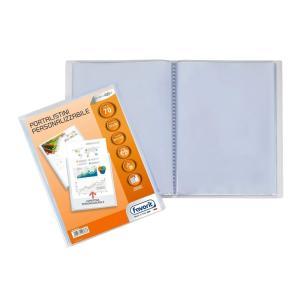 Portalistino con buste fisse e tasca frontale personalizzabile - fogli 70 trasparenti - 22x30 cm a4