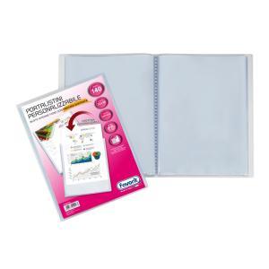 Portalistino con buste fisse e tasca frontale personalizzabile - fogli 140 trasparenti - 22x30 cm a4