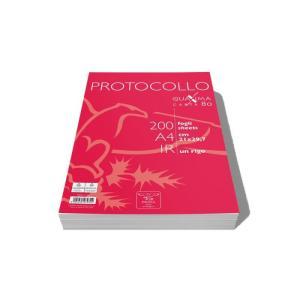 Fogli protocollo da 80 gr./mq formato a4 dimesnione 21 x 29,7 cm rigatura righe 1r confezione da 200 pz.