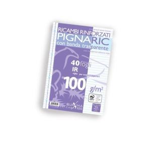 Ricambi rinforzati con banda trasparente a4 20pz da 40 fogli 100 gr./mq rigatura righe 1r senza margine