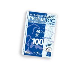 Ricambi rinforzati con banda trasparente a4 confezione da 40 fogli 100 gr./mq quadretti 4 mm con margine (4f)