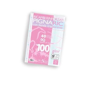 Ricambi rinforzati con banda trasparente a4 20pz da 40 fogli 100 gr./mq quadretti 5 mm con margine (q)