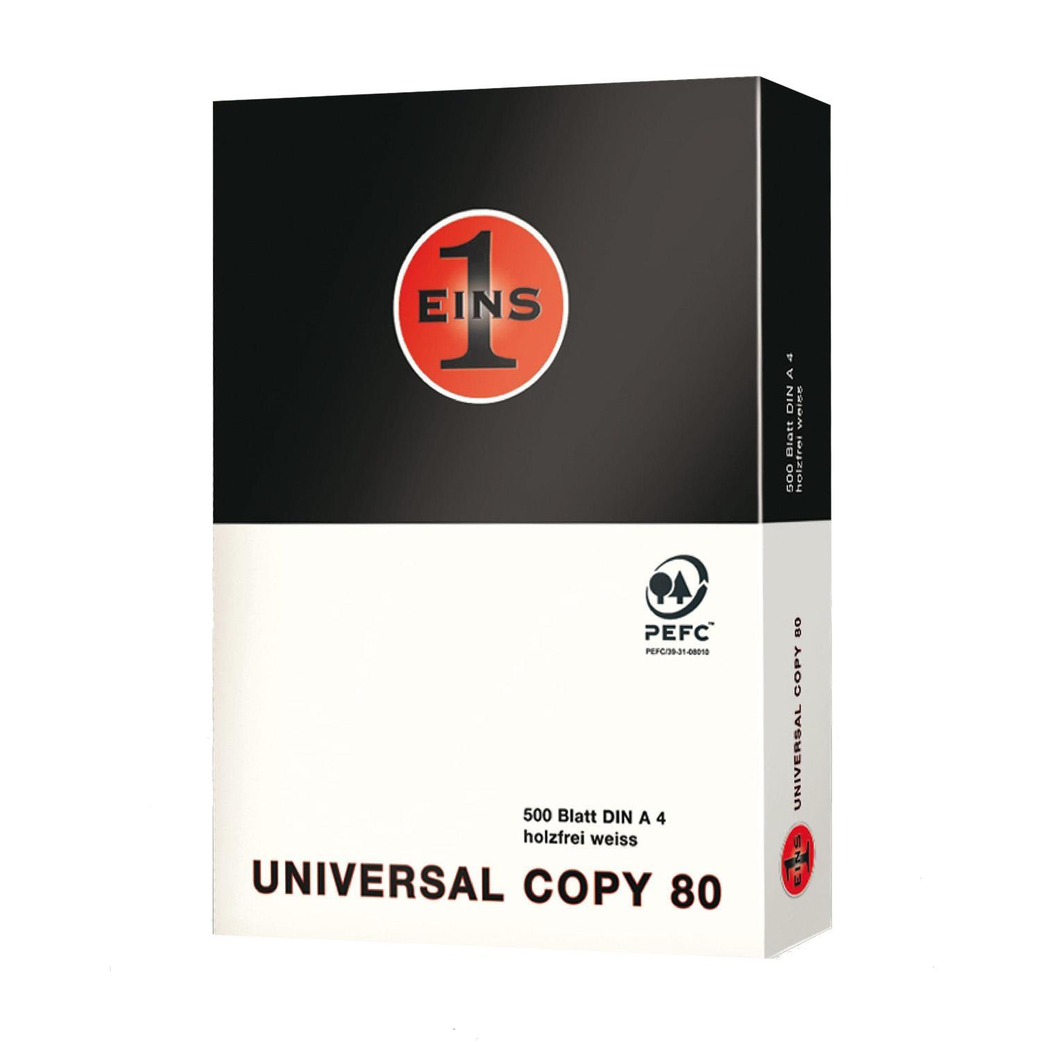 eins eins universal copy 80 carta per fotocopie a4 dimensione 21x29,7 cm risma da 500 fogli - foto 1