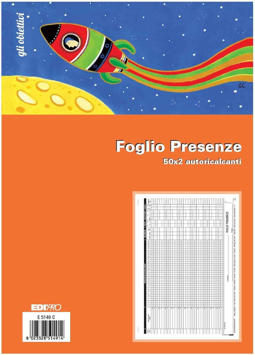 edipro edipro 5 pz presenze mensili 50 fg. in 2 copie 22x29,7 cm e5149c - foto 1