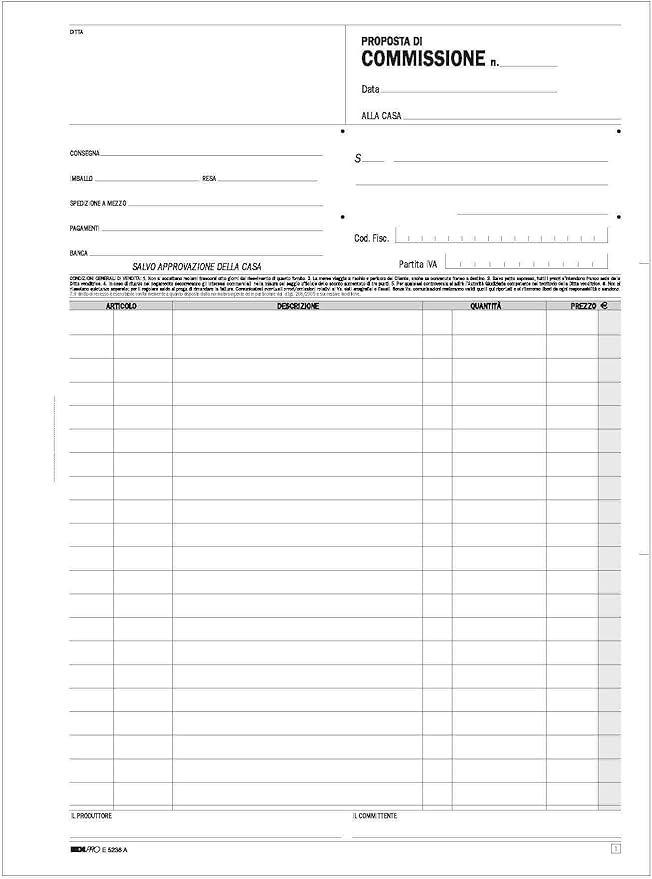 edipro edipro 5 pz copia commissioni 50 fg. in 2 copie 29,7x22 cm e5236a - foto 2