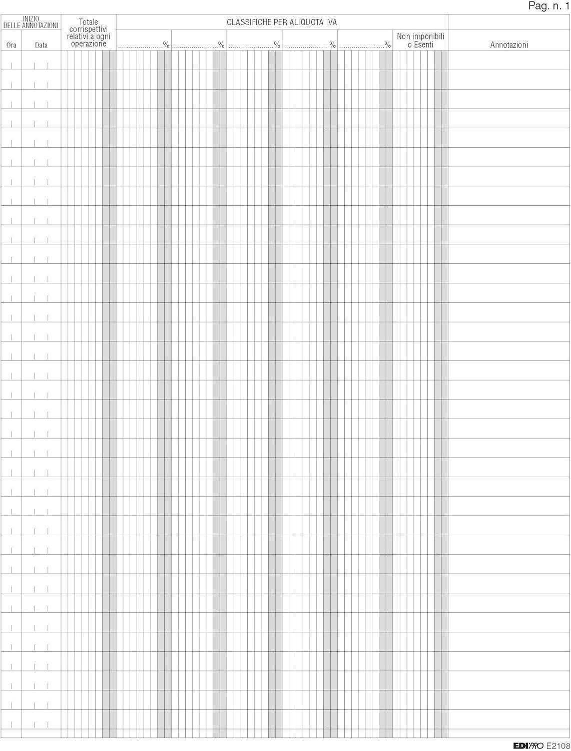 edipro edipro 5 pz registro corrispettivi mancato funzionamento 46 fg. 31x24,5 cm e2108 - foto 2