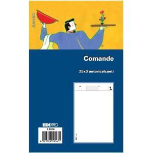 10 pz blocco comande 25 fg. in 3 copie 9,9x17 cm e5916